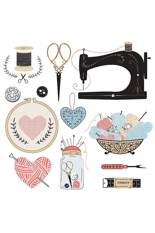 冬季手绘针织毛线团素材