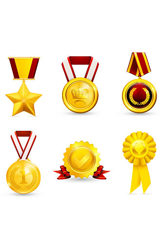 金色奖牌奖杯奖章设计元素