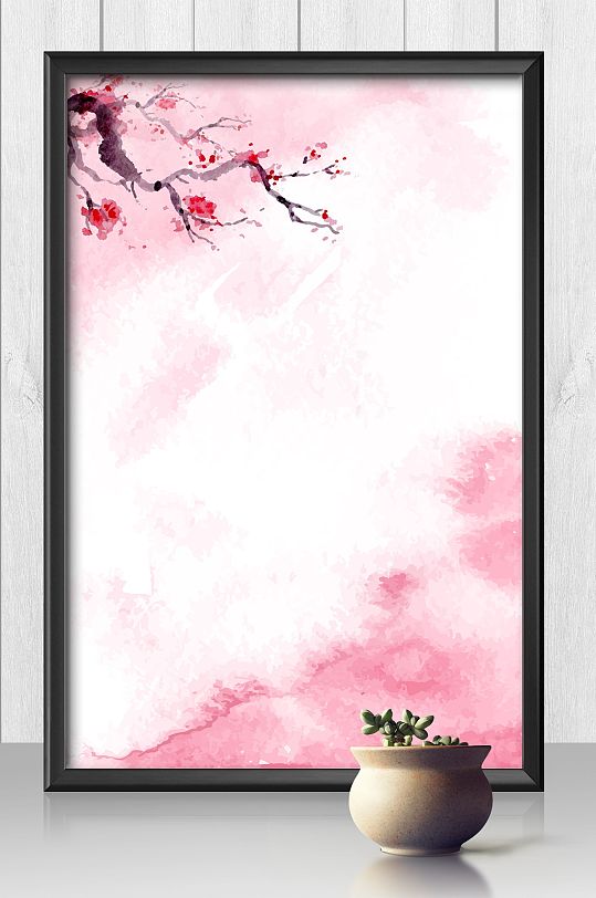 唯美手绘古风桃花背景