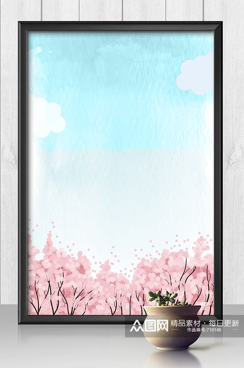粉色浪漫桃花林展板背景素材