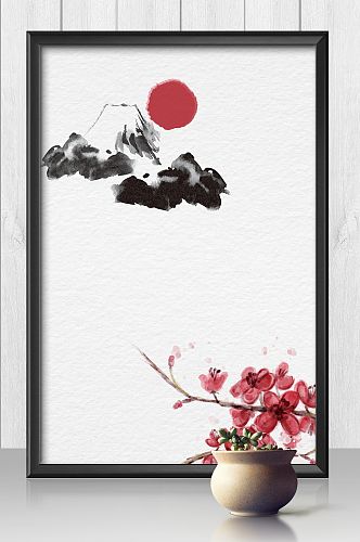 日本富士山樱花插画背景