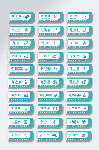 医疗医院药店科室门牌标识牌VI导视门牌