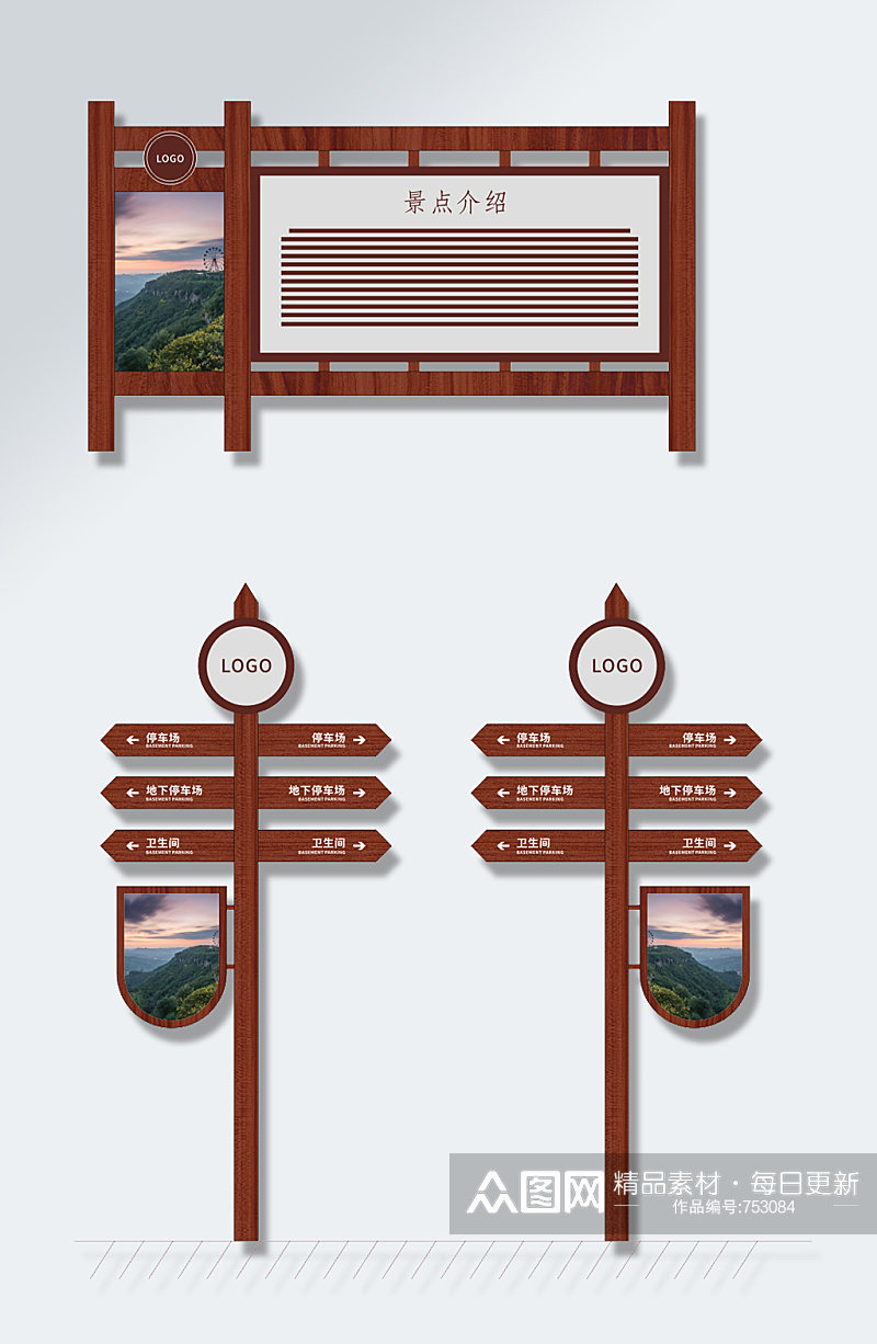 公园提示牌引导牌VI导视公告栏素材