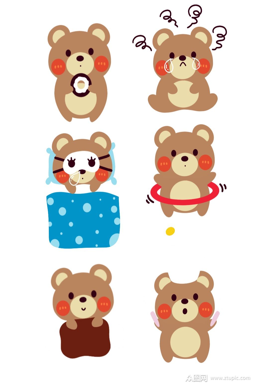 可爱卡通小熊系列贴纸素材