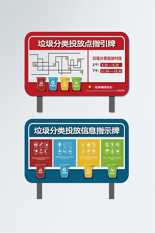 垃圾分类投放信息指示牌标识牌设计