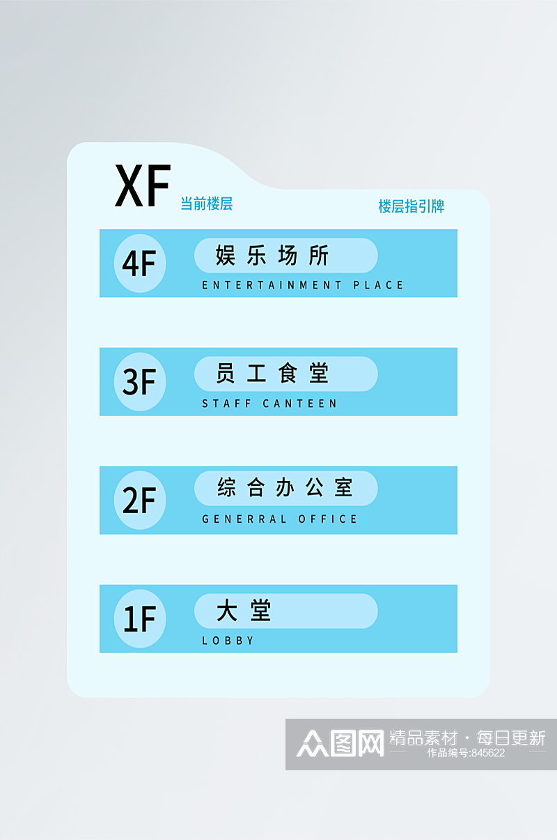 企业学校单位蓝色系楼层指引VI素材
