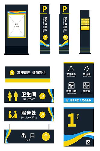 黑色大气社区导视标识牌指示牌