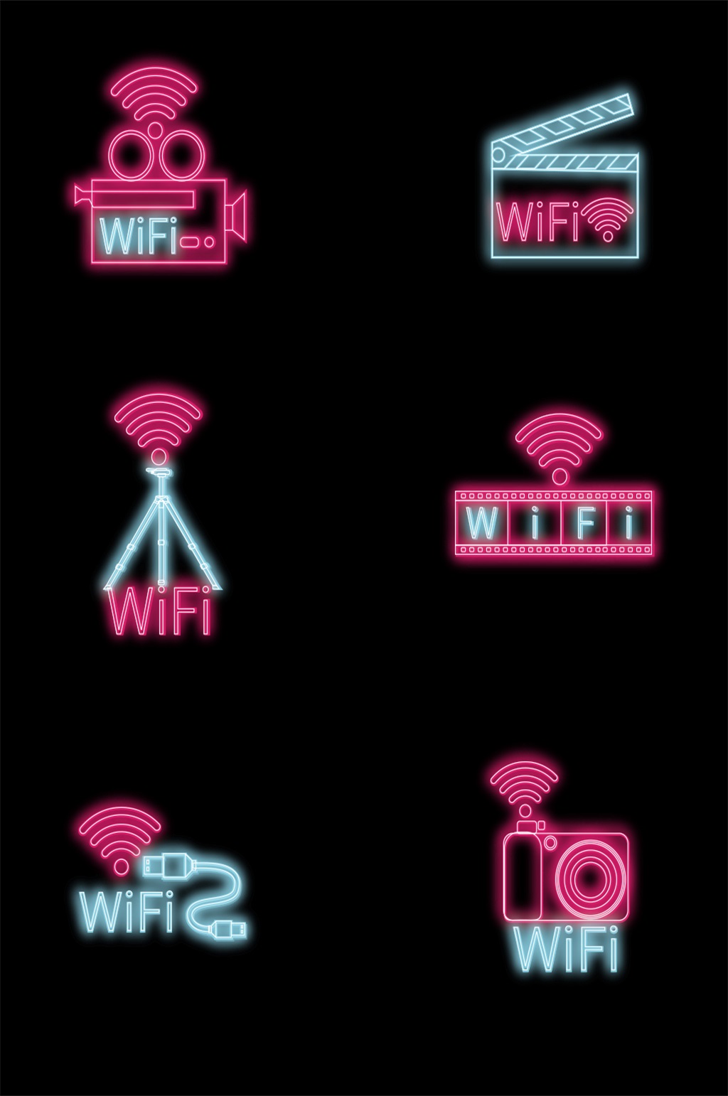 霓虹燈線條餐廳酒吧咖啡廳創(chuàng)意WIFI指示牌發(fā)光門牌標(biāo)識牌素材