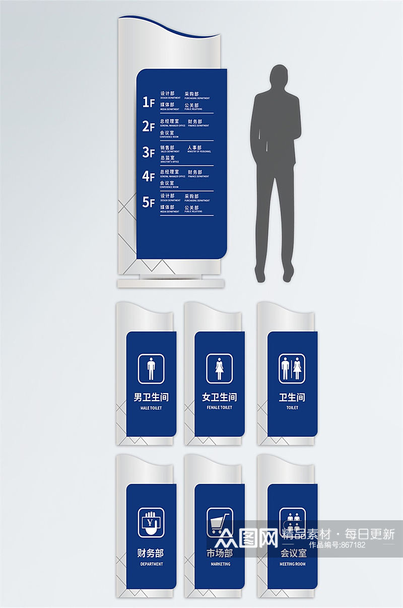 企业公司办公楼层指示牌层牌门牌标识牌vi导视素材