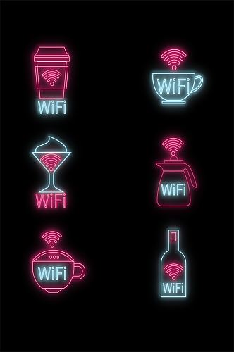 霓虹灯线条创意餐厅酒吧咖啡厅WIFI导视系统发光门牌标识