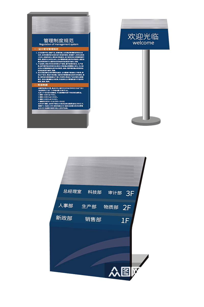 立地式公司办公楼管理楼层导视牌素材