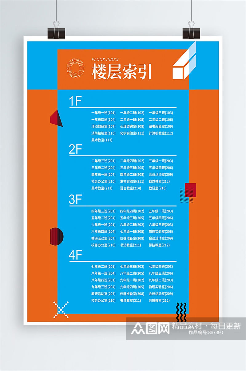 学校楼层导视牌中小学校教学楼楼层导视牌素材