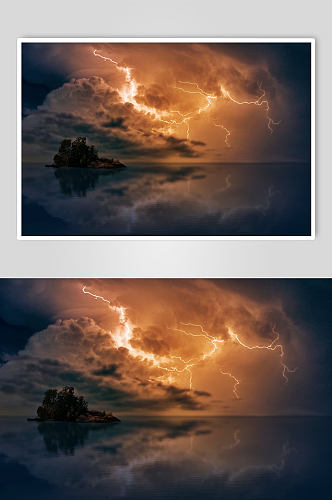 航拍闪电自然风景摄影图