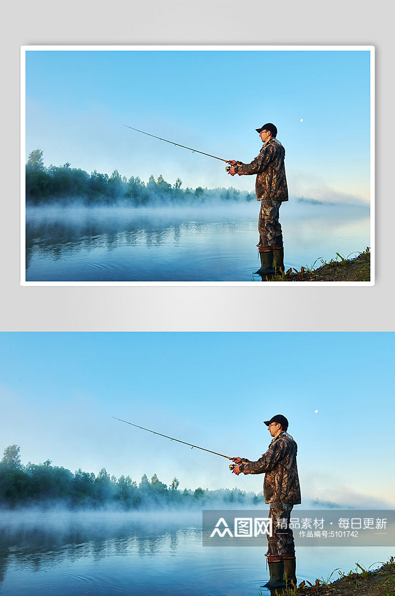 户外人物钓鱼创意摄影素材