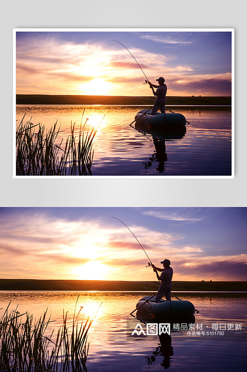 户外人物钓鱼创意摄影素材