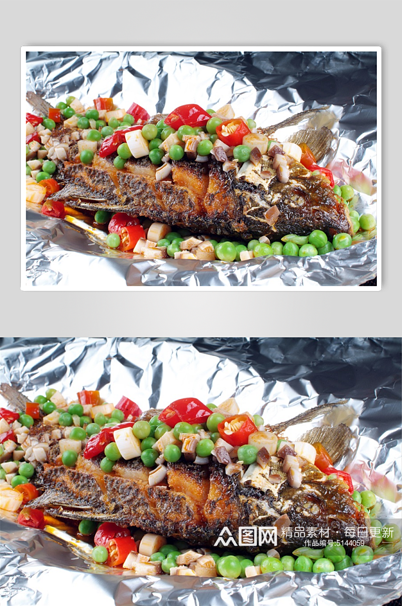 纸包鱼烤鱼美食图片素材
