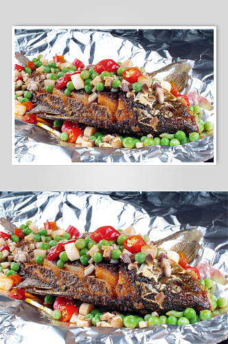 纸包鱼烤鱼美食图片