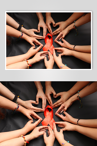 预防艾滋病红丝带摄影图