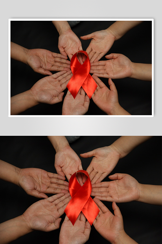 预防艾滋病红丝带摄影图