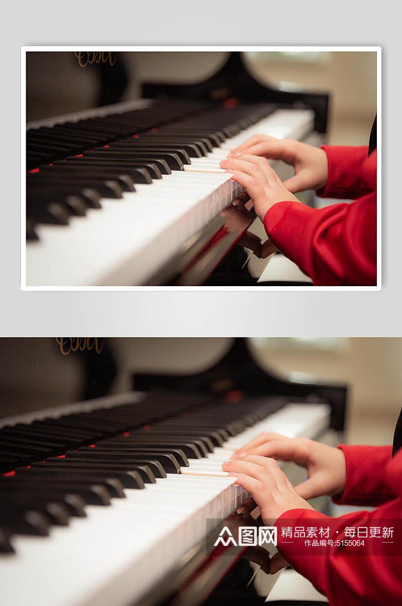 弹钢琴实拍摄影图素材