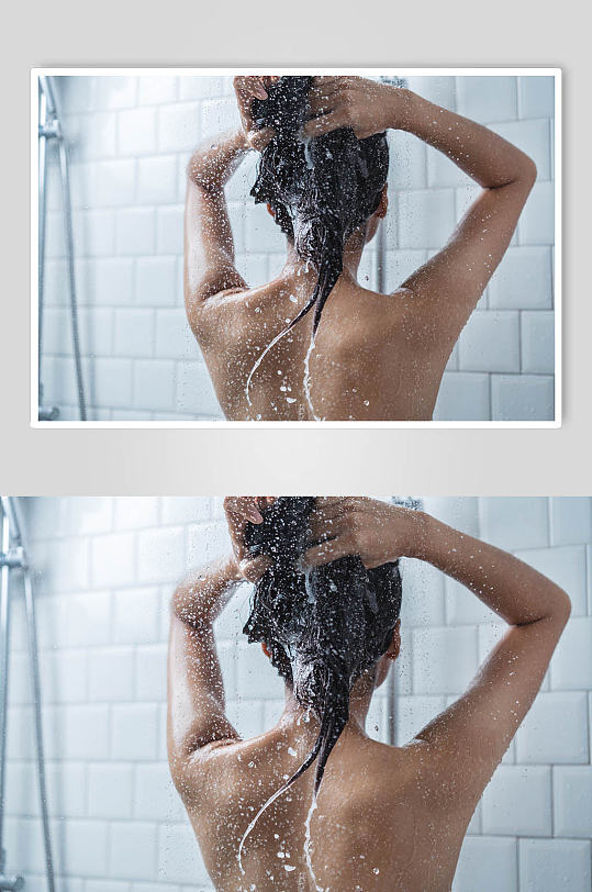 洗澡的人背影图片