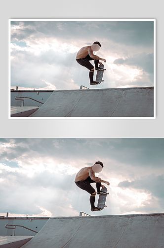滑板人物实拍创意摄影图