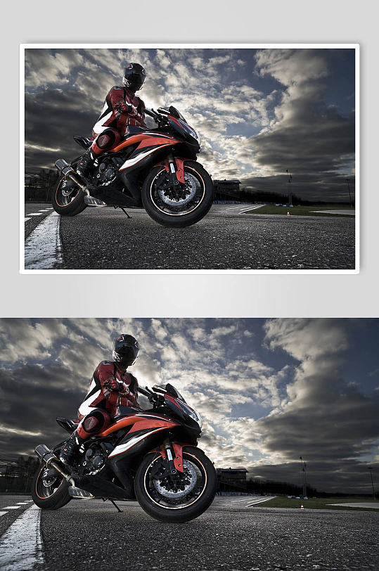 骑摩托车人物创意摄影图片