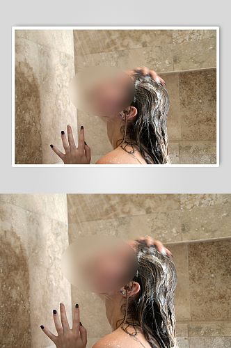 洗澡的人实拍摄影图片