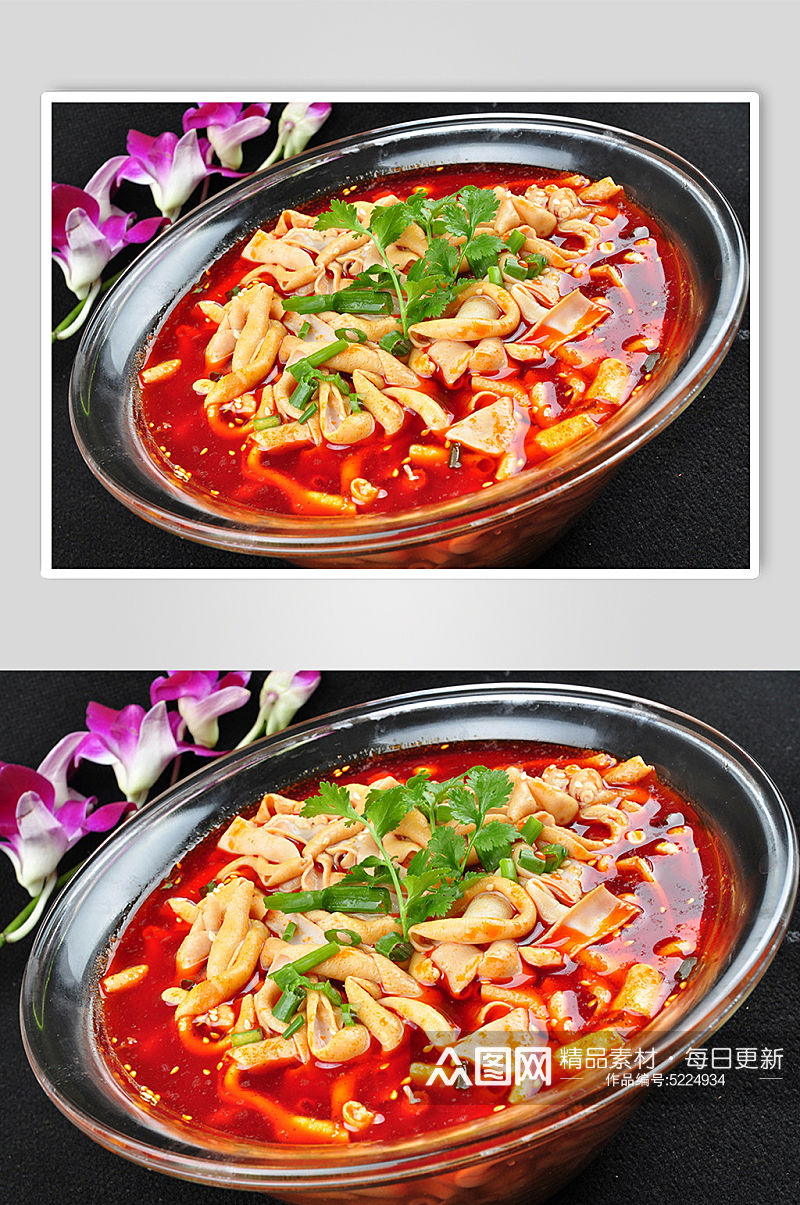 美味小吃金针红汤鸭肠图片素材
