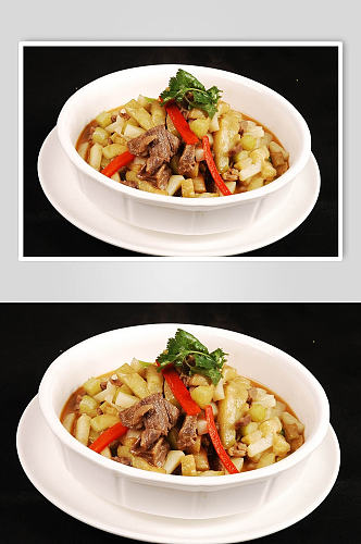 土豆酱肉美食摄影图片