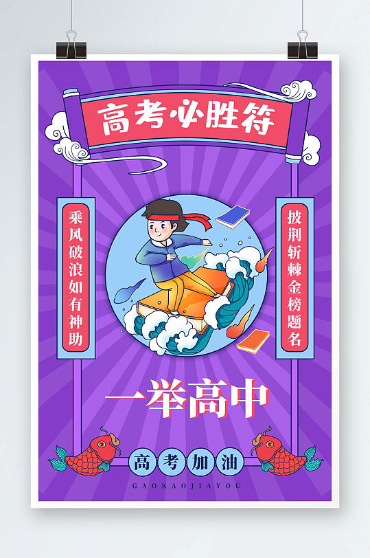 时尚简约高考必胜加油海报