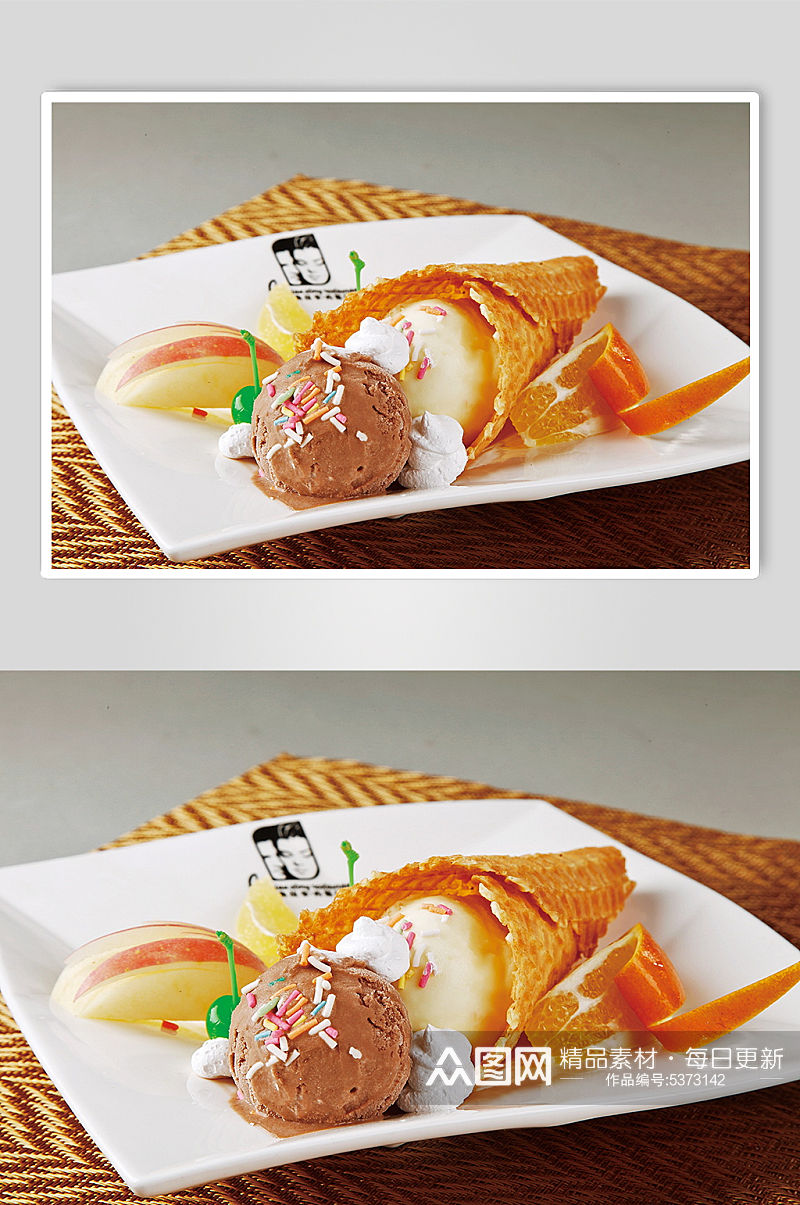 巧克力冰淇淋球美食摄影图片素材