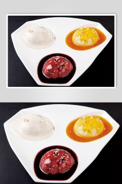 三色冰淇淋球美食摄影图片