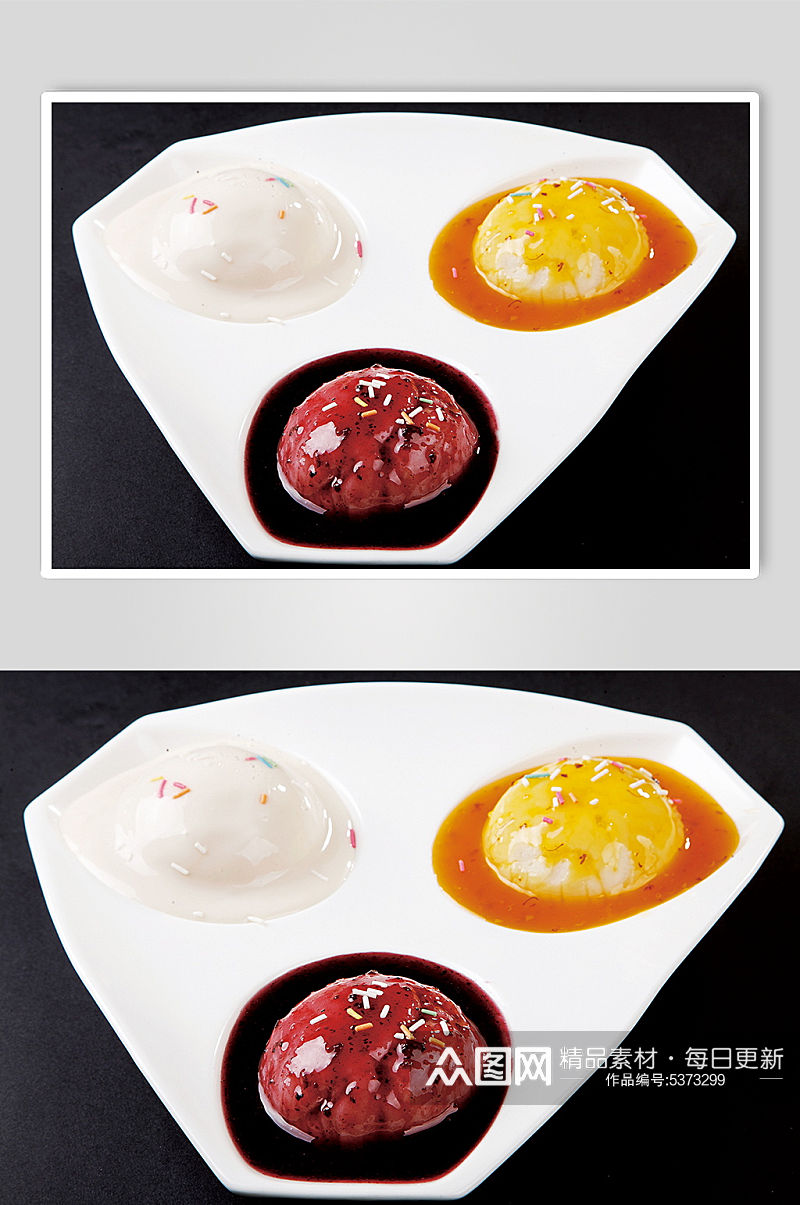 三色冰淇淋球美食摄影图片素材