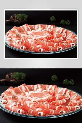火锅肉卷美食摄影图片
