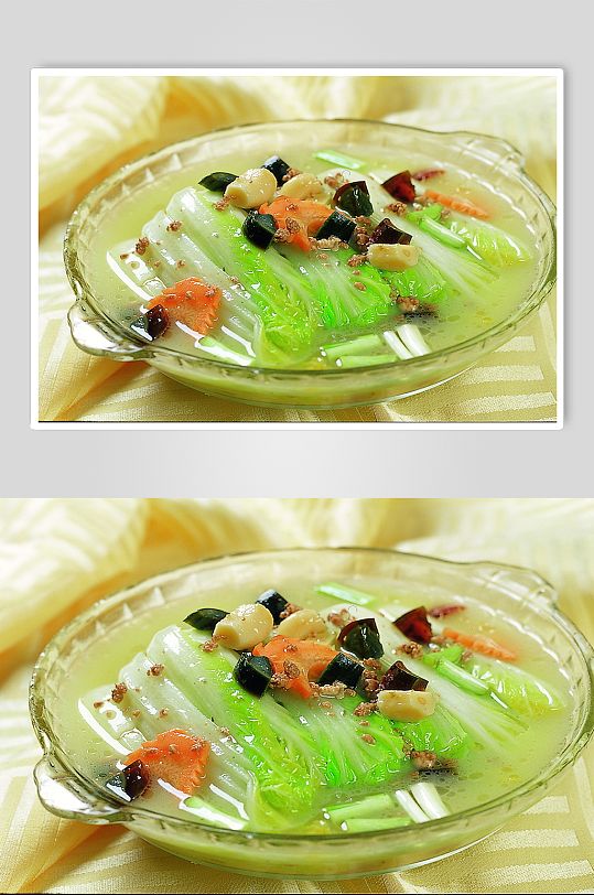 青菜时蔬汤美食摄影图片