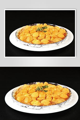 锡纸豆腐美食摄影图片