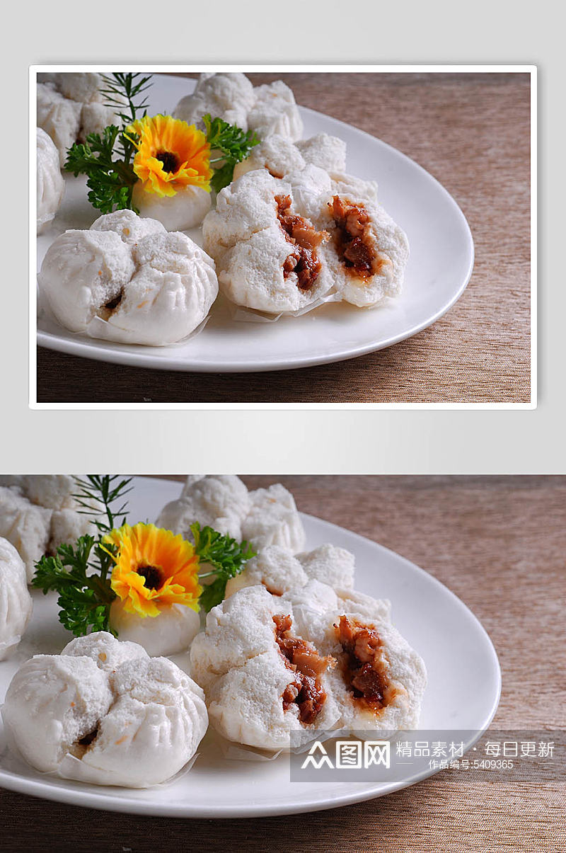 中式经典叉烧包美食图片素材