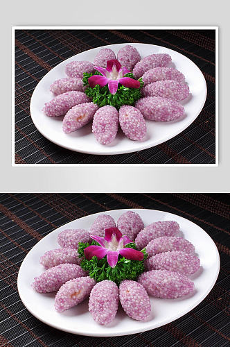 中式经典紫薯丸子美食图片