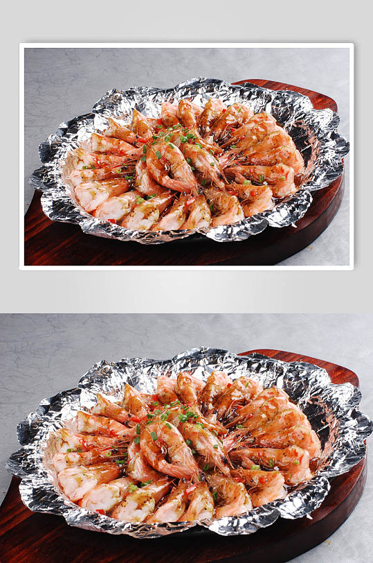 蒜蓉蒸虾菜肴美食图片