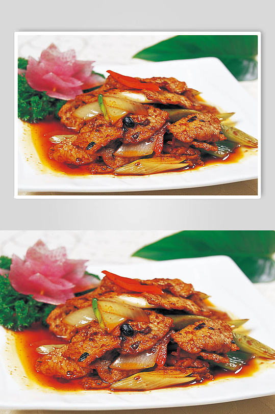洋葱炒肉中式传统美食摄影图片