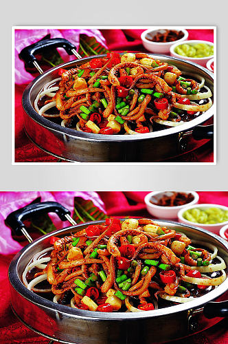 干锅鱿鱼中式传统美食摄影图片