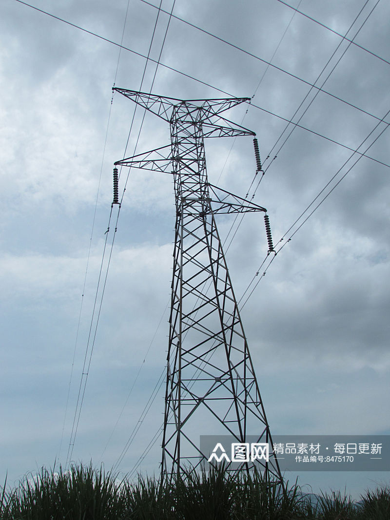 电塔电网风景摄影图素材