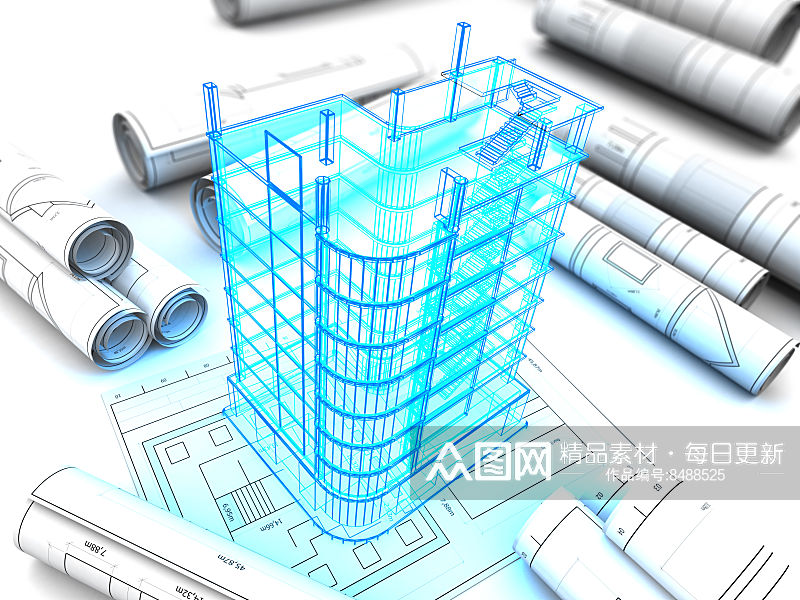 简约房屋建筑模型摄影图素材