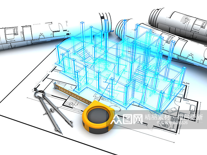 简约房屋建筑模型摄影图素材