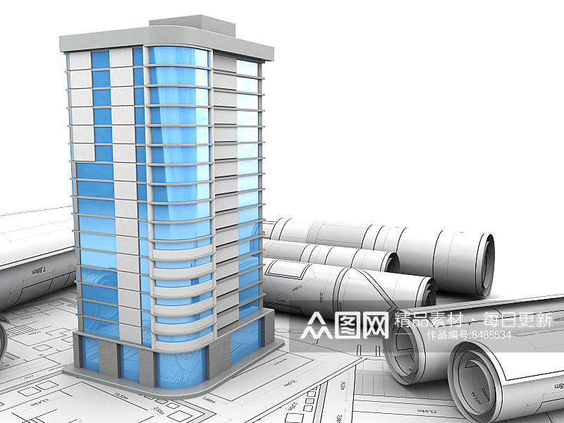 简约房屋建筑模型摄影图素材