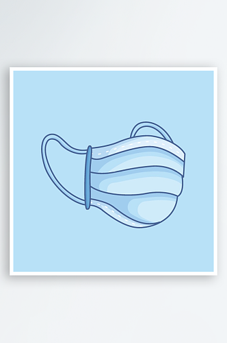 蓝色卡通手绘医疗防疫口罩插画