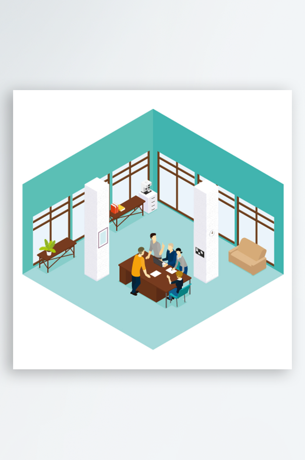 卡通房屋建筑场景插画素材