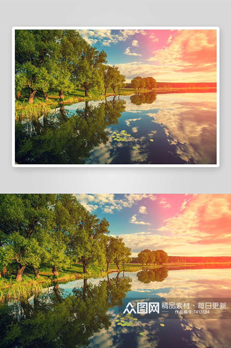 湖泊倒影风景摄影图片素材