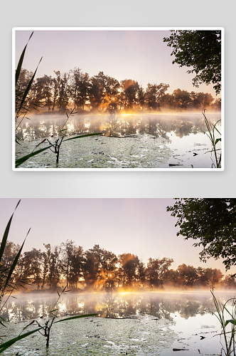 大气湖泊河水倒影风景摄影图片
